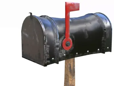 Old black Mailbox Lowpoly Low-poly 3D model