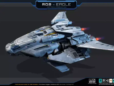 RQ8 Eagle - Fighter  Low-poly 3D model