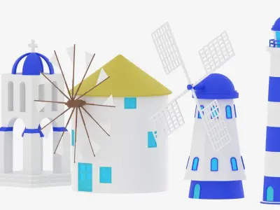 Greek Buildings Collection Low-poly 3D model