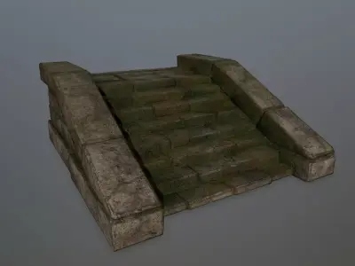 stairs 8 stone wall Low-poly 3D model
