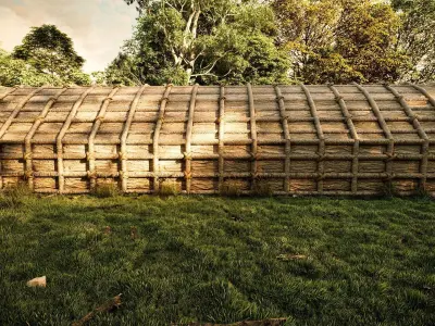 Longhouse wooden structure 3D model