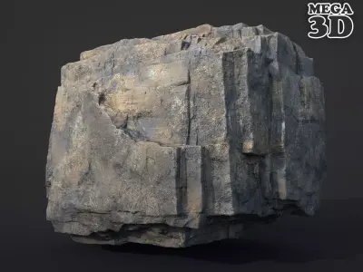 Realistic Blocky Rock 08 250612 Low-poly 3D model