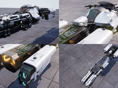 Hover Bike Sci-fi Police Vehicle 3D Model 3D model