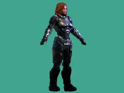 Sci-Fi Futuristic Female Marine Soldier 3D model