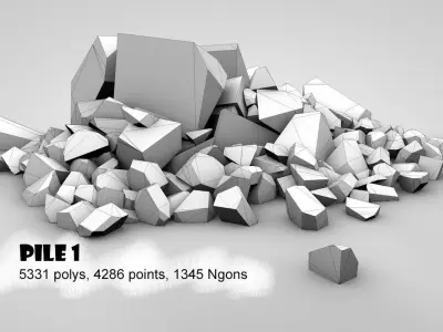 Rock Piles 1 Low-poly 3D model