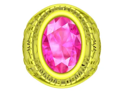 Special Forces Signet Ring with Oval Gemstone 3D Model 4748 3D print model