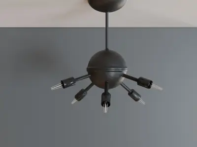 Chandelier metal light fixture with five bulbs 3D model