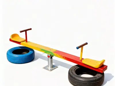 Rainbow Playground Seesaw 3D Model Low-poly 3D model