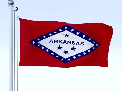 Animated Arkansas Flag Low-poly 3D model