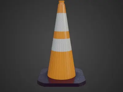 Traffic Cone Low-poly 3D model 9