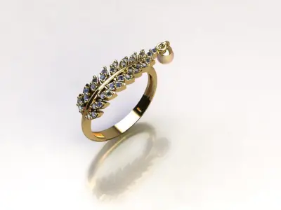 Wheat-Ring gold leaf ring 3D print model