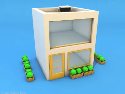 Cartoon City Buildings Low-poly 3D model