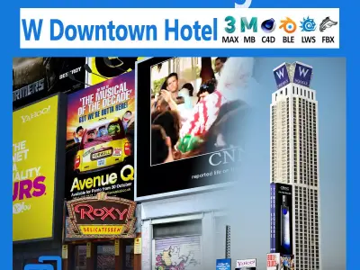 NYC Building W Downtown Hotel Low-poly 3D model