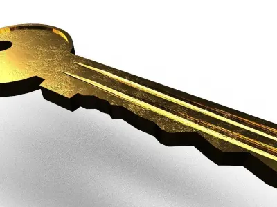 Door key 3D model Low-poly 3D model