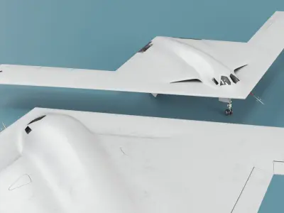  Low Observable Strategic Aircraft Old White Rigged for Cinema 4D 