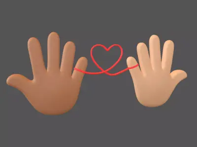 Hand with Red Line Icon v1 025 Low-poly 3D model