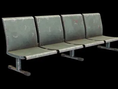 Green Colored Waiting Room Metal Seats 4 Seats Low-poly 3D model