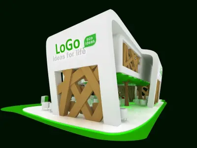 Coffee house exhibition tradeshow booth Low-poly 3D model