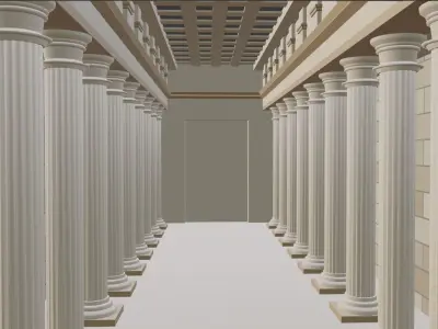 Temple lowpoly with columns and steps Low-poly 3D model
