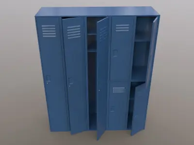 PBR School Gym Locker 07 - Blue Dark Low-poly 3D model
