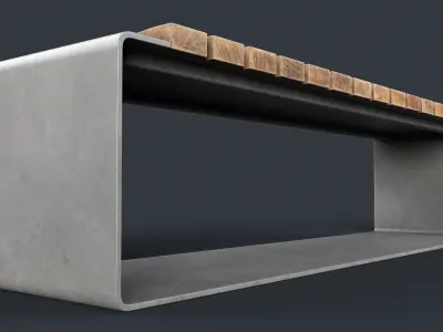 Modern Outdoor Bench 4 PBR Game Ready Low-poly 3D model
