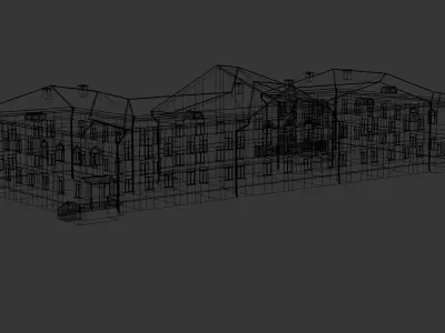 Classic Two-Story Residential Building 3D model