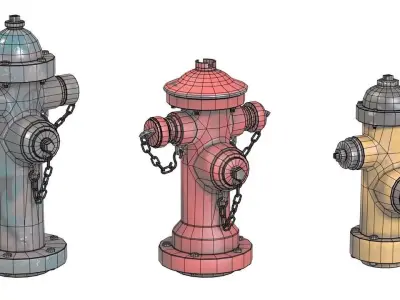 Fire Hydrants Low-poly 3D model