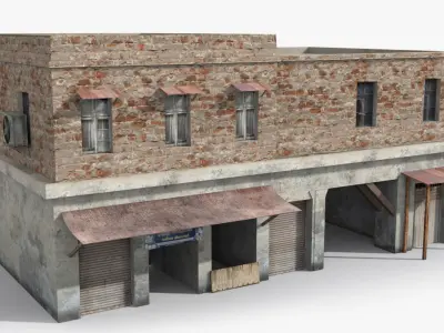 Slum w brick building Low-poly 3D model