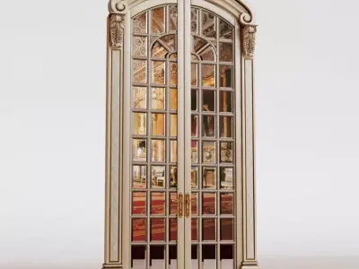 Doors classical oar with a mirror 3D model