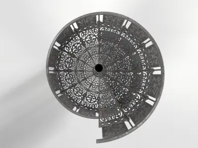 Ornate Wrought Iron Spiral Staircase Low-poly 3D model