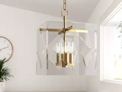 Rooker Light Lantern Square Pendant - Light Part Included 3D model