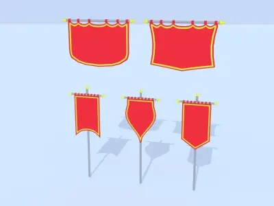 LowPoly Cartoon Banners Low-poly 3D model