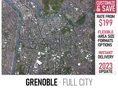 Grenoble - 3D City Model Low-poly 3D model