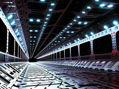 SCIFI corridor Low-poly 3D model