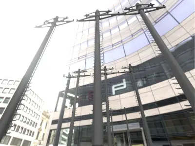 Concrete Electricity Pole with Ladder - Object 056 Low-poly 3D model