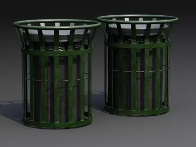 Street Trash Bin 01a Low-poly 3D model
