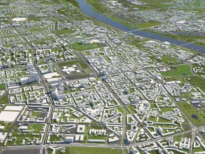 Warsaw Poland 50x50km 3D City Map 3D model