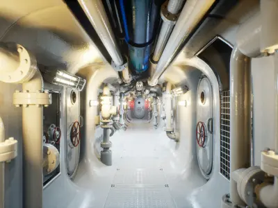 Submarine Industrial Corridor 002 UE4 3D model