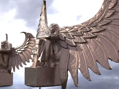 Egyptian Winged Deity Statue 3 designs 3D model