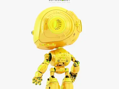 Unique cyclops robot with one camera eye 3D model