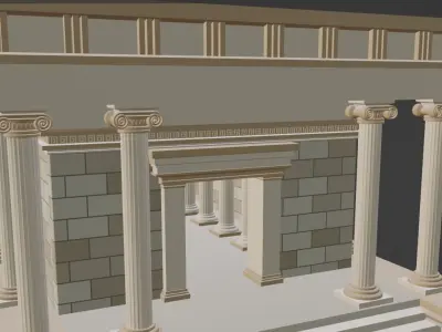 Temple lowpoly with columns and steps Low-poly 3D model