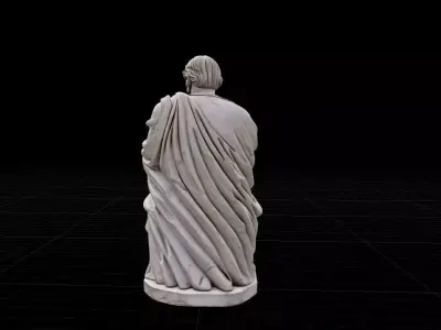 Classical Greek Philosopher Statue - High Poly PBR Sculpt Low-poly 3D model