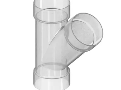 Transparent Plumbing Y Fitting 3D model