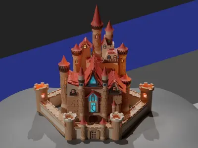Fantasy Magical Castle Game Ready Low-poly 3D model