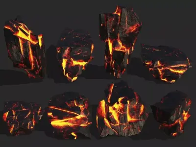 lava rocks set 17 Low-poly 3D model