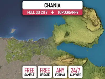 Chania - Topography Terrain 3D Model 3D Model Pack
