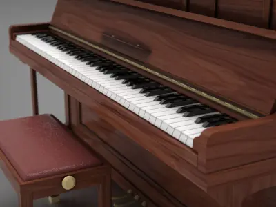 Upright Piano Low-poly 3D model