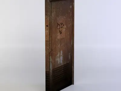 Old door Low-poly 3D model 4