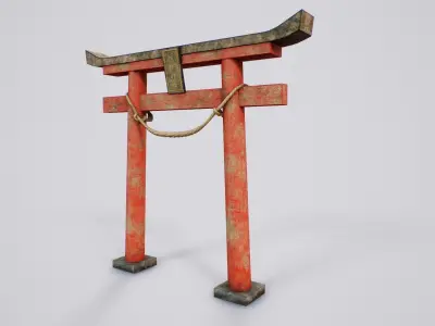 Japanese Hachiman Torii Gate - 5 Variants Low-poly 3D model