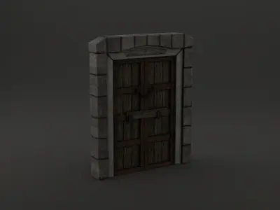 Medieval Door Stone Double Huge Door 3D Model Low-poly 3D model